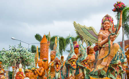 the big candle festival in thailandの写真素材