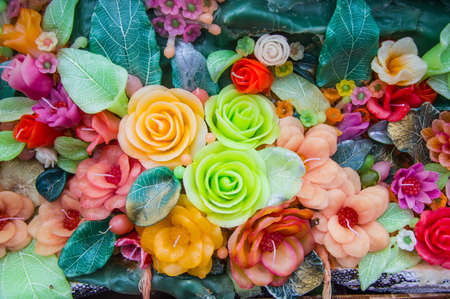 the big candle festival in thailandの写真素材