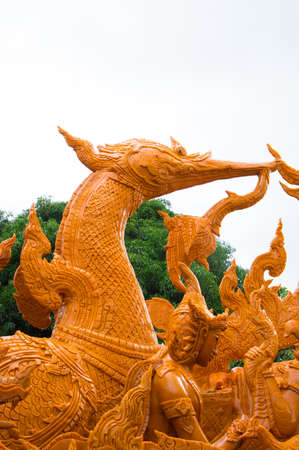 the big candle festival in thailandの写真素材