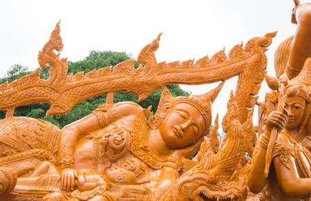 the big candle festival in thailandの写真素材