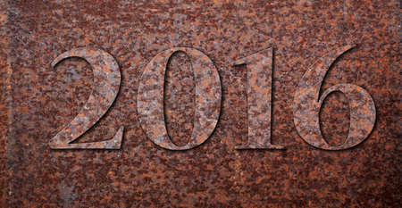 Sigh symbol from number 2016 on old retro vintage style rust texture background