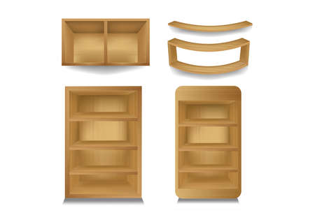 3d isolated Empty shelf for exhibit 4. Vector illustration.のイラスト素材