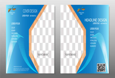 Flyer,Blue annual report brochure,Modern flyer design template illustration vector, Leaflet cover presentation abstract design,Headline baackground, layout in A4 sizeのイラスト素材