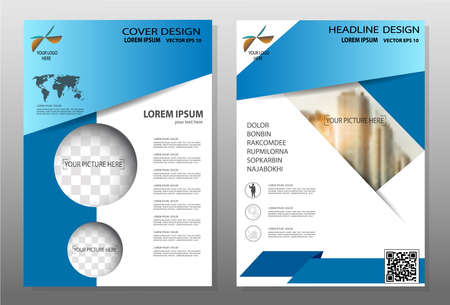 Flyer,Blue annual report brochure,Modern flyer design template illustration vector, Leaflet cover presentation abstract background,Headline baackground, layout in A4 sizeのイラスト素材