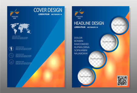 Flyer,Blue annual report brochure,Modern flyer design template illustration vector, Leaflet cover presentation abstract background,Headline baackground, layout in A4 sizeのイラスト素材