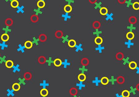 Geometric pattern circle and cross colorful on black background. Vector graphic illustrator.のイラスト素材