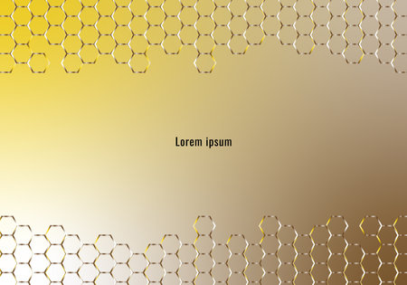 Pattern hexagon gradation color on yellow background.Vector Graphic illustration.のイラスト素材