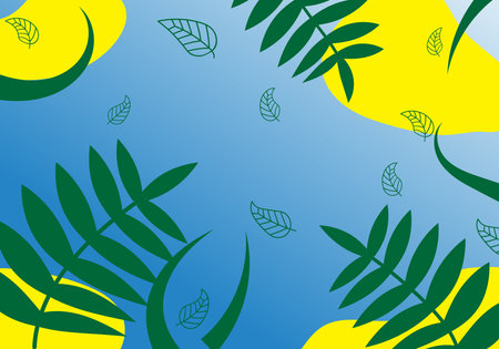 Abstract leaf nature shape and garden on blue background. Vector graphic illustration.のイラスト素材