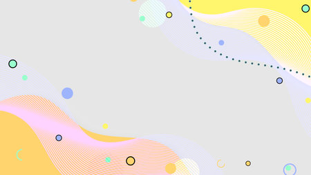 Abstract hand drawn organic shape pattern with circles elements on grey background.