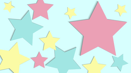 Abstract random star size pattern pastel colors background. Vector graphic illustration.のイラスト素材