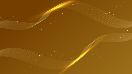 Abstract lines lighting effect on gold background. Vector graphic illustration.の写真素材