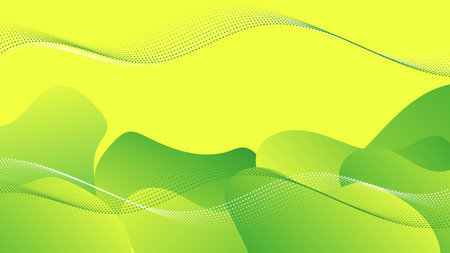 Abstract colorful fluid shape and lines on yellow background.  Vector graphic illustration.のイラスト素材