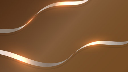 Abstract ribbon lines elements with glowing light effect on brown background. Vector graphic illustration.の写真素材