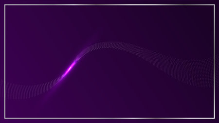 Abstract line dots elements with glowing light effect on purple background. Vector graphic illustration.のイラスト素材