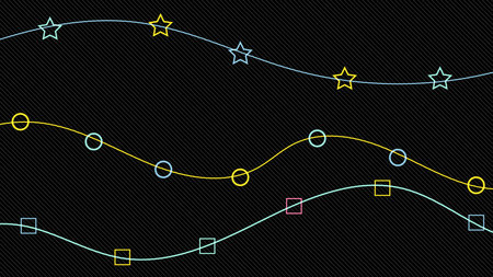 Abstract pattern colorful geometric repeat on black background. Vector graphic illustration.のイラスト素材