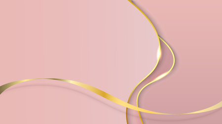 Abstract fluid and ribbon with lighting effect on gold background.Luxury style.Vector graphic illustration.のイラスト素材