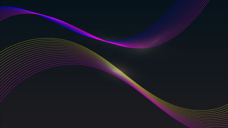 Abstract lines lighting effect on black background. Vector graphic illustration.のイラスト素材