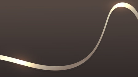 Abstract ribbon with glowing light effect on brown background. Vector graphic illustration.のイラスト素材