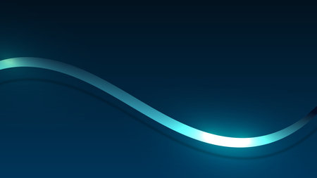 Abstract 3D luxury blue ribbon lines elements with glowing light effect on background. Vector graphic illustration.のイラスト素材