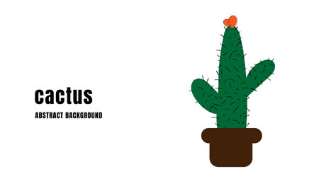 Abstract cactus nature shape on white background. Hand-drawn isolated background.のイラスト素材
