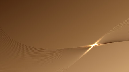 Abstract curve brown glow on dark background technology concept. Dark Brown Wave Background.のイラスト素材