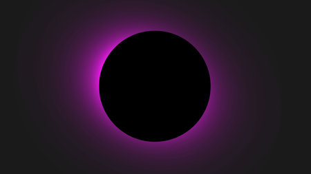 Abstract circle illuminate light frame with color gradient on dark background. Violet round neon.のイラスト素材