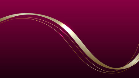 Abstract luxury ribbon elements with glowing light effect on dark background. Ribbon gold.のイラスト素材