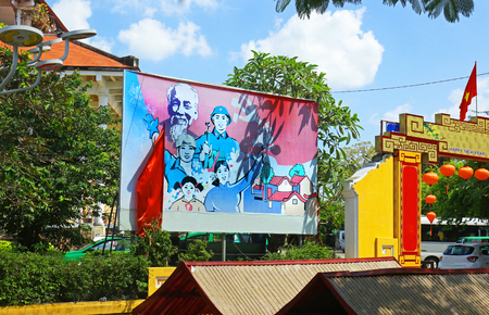 Old Vietnam Communist Propaganda Posterのeditorial素材