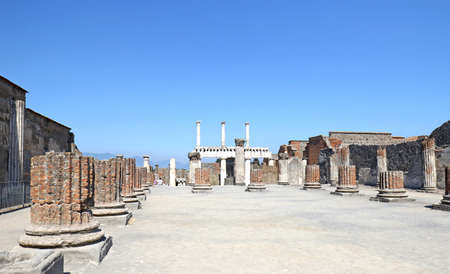 Ruins of ancient Pompeii Destroyed by volcano Vizuvius eruption, Pompei, Naples, Italyのeditorial素材
