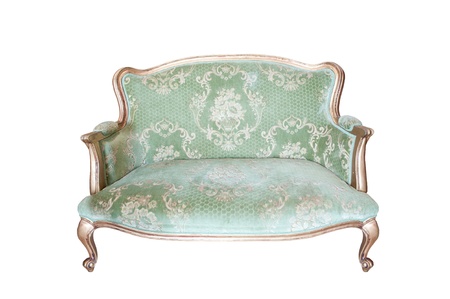 classical carved wooden sofa isolate on white