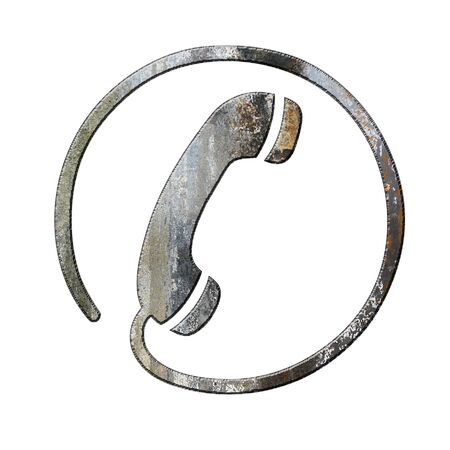 Corroded metal telephone signの写真素材