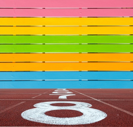 Multi Color wooden wall with running lane floor