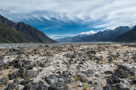 Road to Mt. Cook, New Zealand national parkの写真素材