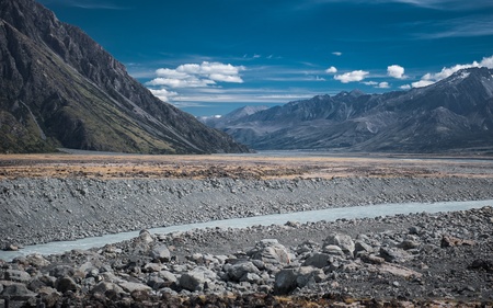 Road to Mt. Cook, New Zealand national park
