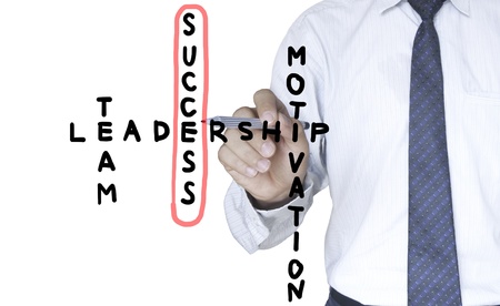 Bussinessman Write key SUCCESS in crosswordの写真素材