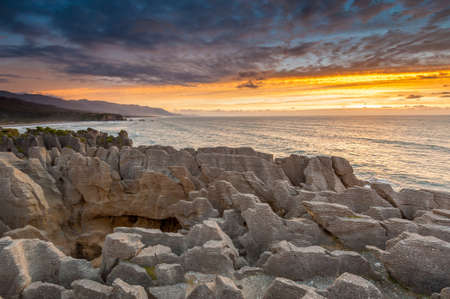 Beautiful Sunset scene at Greymount, New Zealandの写真素材