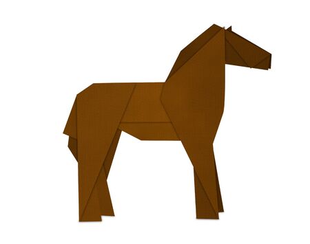 brown horse form paper art isolated on whiteの写真素材