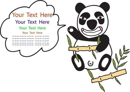  cartoon of funny Panda and space for text isolated on whiteのイラスト素材