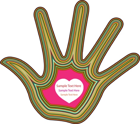 Multi layer colorful hand with Heart and space for textのイラスト素材
