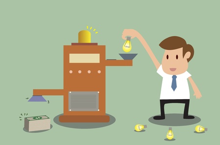 cartoon of Change idea to money in retro colorのイラスト素材