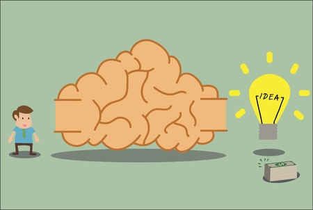 cartoon of Brain labyrinth to idea and wealthのイラスト素材