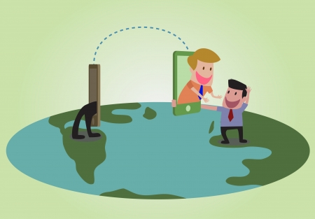 People from part of the world can see each other with internet technologyのイラスト素材