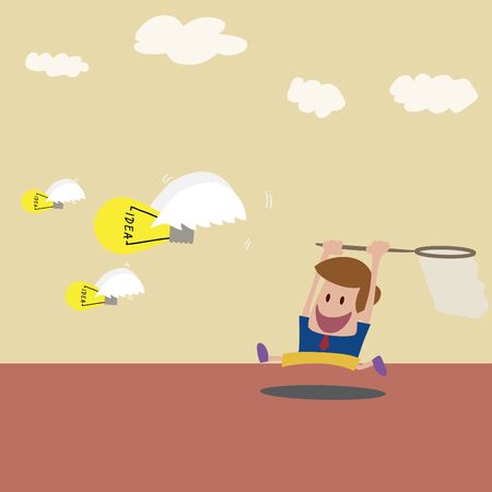 cartoon of Chasing Idea concept  in retro colorのイラスト素材