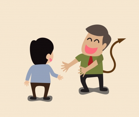 Vector cartoon of Behind a smiling face of two businessmenのイラスト素材