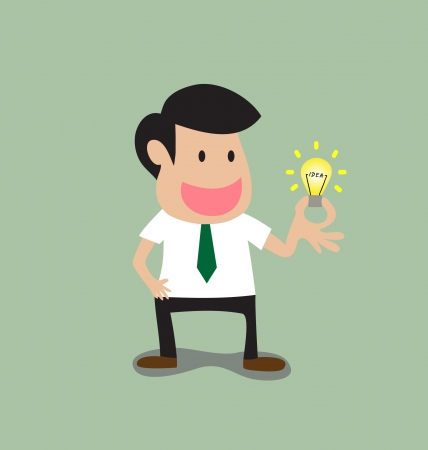 Vector cartoon of Businessman get a light bulb ideaのイラスト素材