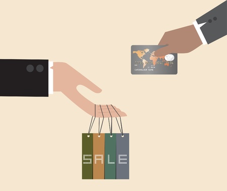 Vector of Exchange between discount tag and Credit cardのイラスト素材