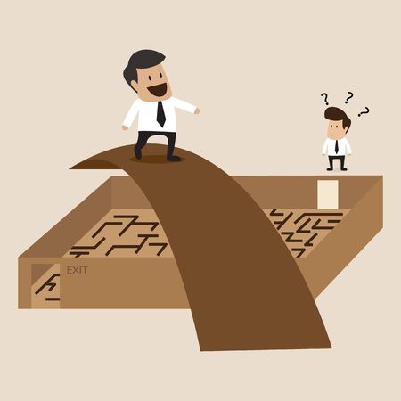Businessman walks Cross the mazeのイラスト素材