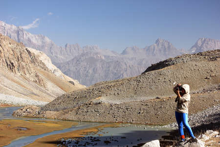 travellier takes pictures beautiful mountain landscapeの写真素材