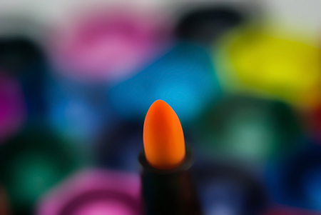 Close-up of magic color pens  on a white surface for art work or for children coloring to practice skills.の写真素材