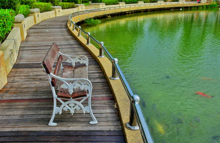 Wood bridge in gardenの素材